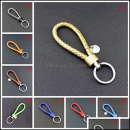 Event Festive Supplies Home & Garden Pu Leather Braided Keychain Manual Woven Rope Keyring Bag Pendant Chain Holder Car Keyrings Men Women K