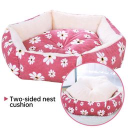 Cat Beds & Furniture Hexagon Pet Lounger Cushion For Small Medium Dogs Dog Kennel Puppy Mat Bed House