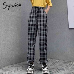 Syiwidii Plaid Pants Women Sweatpants High Waisted Trousers Sweat Korean Streetwear Joggers Vintage Plus Size Clothes 210925