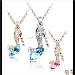 Pendants Sexy High Heels Crystal Necklace Fashion Shoes Statement Pendant Cinderella Austrian Candy Necklaces For Womens