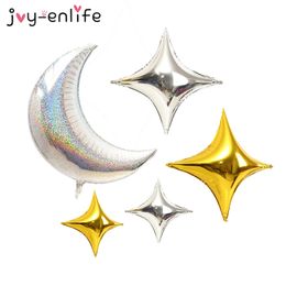 Birthday Party Balloons Big Moon Star Balloons Aluminum Foil Air Ballons Baby Shower Birthday Decor Party Supplies