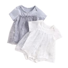 summer cute Starfish casual Cotton romper one-piece children's Gauze jumpsuit baby clothing 210417