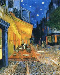 Impressionist Decorative Landscape Canvas Wall Art Painting Cafe Terrace at Night by Vincent Van Gogh Oil Pictures Hand-painted No Framed