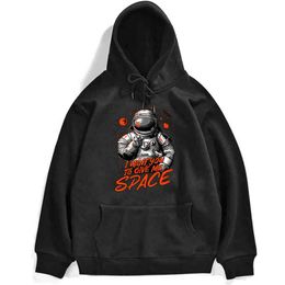 Space Astronaut I Want You To Give Me Space Printed Male Hoodies Loose Casual Men Sweatshirts Harajuku Korean Pullover For Mens H1218