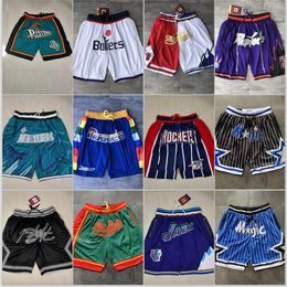 Men's All Team Basketball Short USA Fan's Sport Stitched Shorts Baseball Hip Pop Elastic Waist Pants With Pocket Zipper Sweatpants