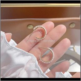 Jewelryarrival Fashion Jewelry Simple Double-Row Pearl C-Shaped Elegant Earrings For Woman Daily Holiday Simpel Stud Earring Drop Delivery 20