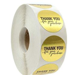 500pcs/roll 1 inch gold round thank you adhesive label sticker Party Supplies envelope seal baked papckage DIY