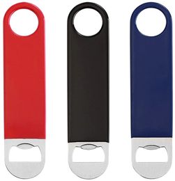 Heavy Duty Stainless Steel Flat Bottle Opener Solid and Durable Beer Openers 7 inches Red Black Blue