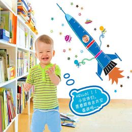 Cartoon rocket background of children bedroom decorate household adornment wall stickers 210420