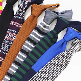 Ricnais Fashion Male Knit Tie Brand Skinny Slim Designer Mens Knitted Neck Ties Cravate Narrow Neckties for Men