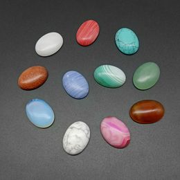 Oval 25x18mm Natural Crystal Stone Cabochon Loose Beads Opal Rose Quartz Turquoise Stones Patch Face Healing Crystal Necklace Ring Earrrings Jewelry Making