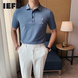 IEFB British Summer Men's Solid Color Polo Shirt Slim Fit Short Sleeve Casual Embroidery Tops Mans Clothing 9Y6678 210524