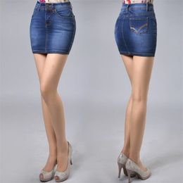 Woman Denim Skirts Mini Pencil High Waist Jean Casual Skirt Sexy Y2k Clothes High Stretch Harajuku Jupe Spring Summer Wear 210408