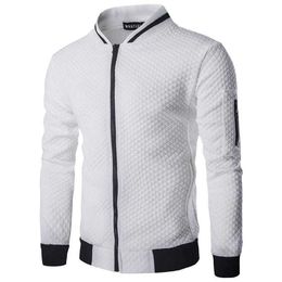 2021 spring and autumn men's baseball uniform plaid sweater cardigan men's sports casual sweater fashion jacket zipper top X0710