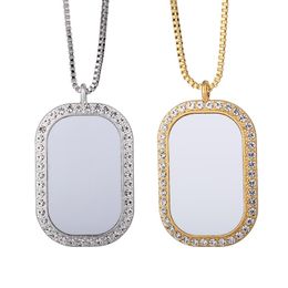 Pendant Necklaces Gold Necklace Multi Bright Diamond Sublimation Print Blank Picture Women Jewellery For Wedding Party 10pcs/lot A0085