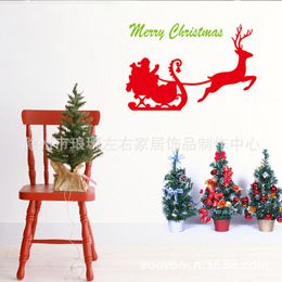 New Hot Deer Merry Christmas Wall Stickers Home Decor Waterproof Removable 210420
