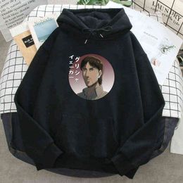 Attack on Titan Hoodie Man Fashion Graphic Long Sleeve Sweatshirts Long Sleeve Pockets Black Loose Kpop Hip Hop Streetwear Hoody H1227