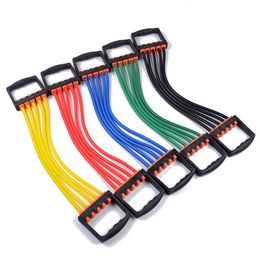 Portable Indoor Sports Supply Chest Expander Puller Exercise Fitness Resistance Elastic Cable Rope Tube Yoga 5 Resistance Bands H1026
