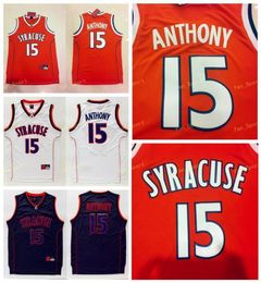 New Syracuse College NCAA Carmelo #15 Anthony Jersey Orange Black White Mens Anthony College Basketball Jerseys Stitched