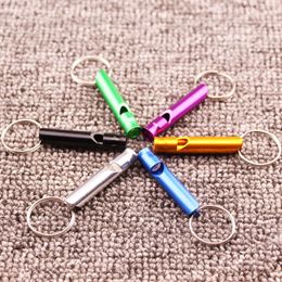 whilesale factory Aluminium alloy Colour small referee outdoor whistle fire field survival whistle small key foil small gift