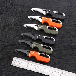 Mini Multifunctional Portable Open Box Knife Outdoor Portable Survival Folding Knives Rescue Tool Mountaineering Ring Key Chain Pendant Pocket EDC