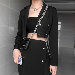 Women's Jackets 2021 Spring Black Women Fashion Short Coats Elegant Double Breasted Dress Female Ladies Work Wear Coat