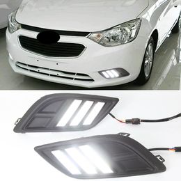 1Set LED DRL Daytime Running Lights with yellow turn Signal Fog lamp For Chevrolet Sail 2014 2015 2016 2017