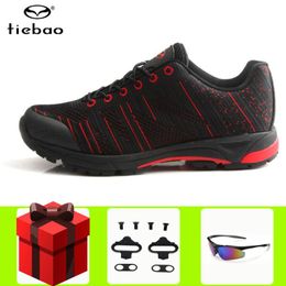 Cycling Footwear TIEBAO Leisure Shoes Self-lock MTB Breathable Mesh Upper Bicycle Outdoor Bike Men Sneakers Zapatillas