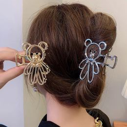 Metal Women Alloy Clips Bear-shaped Hairpin Solid Bathing Back of Head Headdress Girl Hair Accessories Cartoon Cute Simple Style