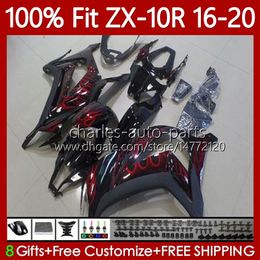 Injection Mould For KAWASAKI NINJA ZX-10R ZX-1000 Red Flames C 2016-2020 Body 105No.162 ZX 10R 1000CC 10 R ZX10R 16 17 18 19 20 ZX1000 2016 2017 2018 2019 2020 OEM Fairings