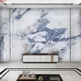 Custom 3D Mural Modern White Blue Marble Pattern TV Background Photo Wall Painting For Living Room Bedroom Waterproof Wallpapergood quatity
