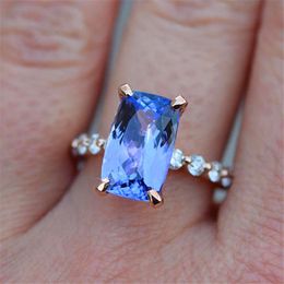 transparent wedding ring Canada - Wedding Rings Loredana Fashion Love Series Jewelry For Women.Valentine'S Day Gift Of Baroque Blue Transparent Zircon Romantic Ring.
