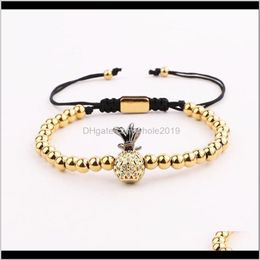 Bracelets Jewellery Drop Delivery 2021 Cute Design Stainless Steel Beads Cz Pine Charm Rame Bracelet Women Beaded, Strands Pkziy