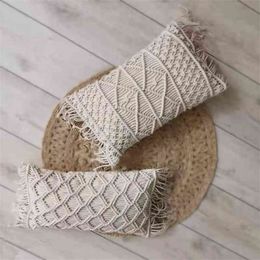 New Macrame Handmade Cotton Thread Pillow Case Covers Sofa Cushion Cover Decorative Pillowcases Home Textile 210401