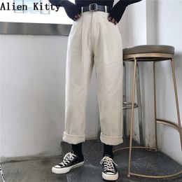 Alien Kitty Loose High Waist Thin Women Pants Spring Autumn Femme Fashion Simple Casual Solid Pant Girls All-Match Fresh 211112