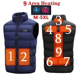 9 Heated Vest Zones Electric Heated Jackets Men Women Sportswear Heated Coat Graphene Heat Coat USB Heating Jacket For Camping 211104