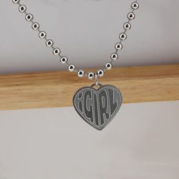 Fashion Igirl Letter Heart Necklaces for Women Stainless Steel Strand Chain Necklace Cool Girls Gift Punk Collier