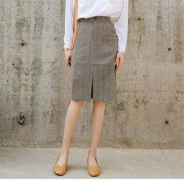 Summer Sexy Plaid Split Skirts Casual Slim Minimalist Geometric A-Line High Waist Korea Mini Plus Size 210421