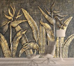 Wallpapers 8d Crystal Silk Gold Bird Wallpaper Mural 3d For Living Room Wall Paper Sculpture Paradise Bedroom Rolls Background