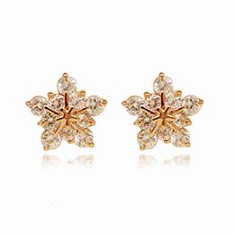 Charms Ear Stud Clip Rings Korean Crystal Snowflake Women's Fashion Temperament Female Shiny Pentagram Zircon Are Fashionable and Versatile