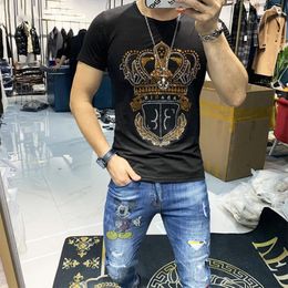 2022 New Men's T-Shirts Designer Diamond Short Sleeve T-shirt Male Trend Fashion Handsome Top Large Casual Shirt Cotton Tees Men's Clothing S-5XL