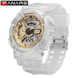 PANARS Men's Watches Sports Dual Display 50M Waterproof Quartz Watch Students Digital Watch Mens Wristwatch Relogio Masculino G1022