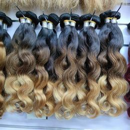 Three tone weave 4pcs/lot Brazilian human hair soft texture straight weft thicker nice hairs