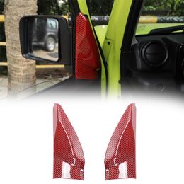 Red Carbon Fiber Front Window A Pillar Triangle Decoration Bezel Cover Stickers for Suzuki Jimny 19+ Interior Accessories