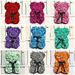 NEWRose Teddy Bear Valentines Day Gift 25cm Flower Bear Artificial Decoration Christmas Gift for Women Valentines Gift sea ship RRB11762