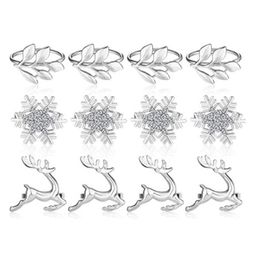 snowflake napkin holder Australia - Napkin Rings 12 Pcs Rings, Leaf Holders Elk Reindeer Buckle Snowflake Ring Dinner Table