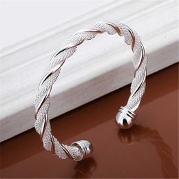 B020 Valentine's Day Christmas Gift Fashion Silver Colour Lovely Mesh Hot Bracelet Bangle Jewellery Wholesale Factory Price Q0719
