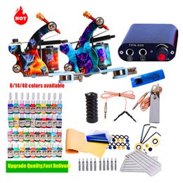 Tattoo Kit Machine Gun 6/14/40 Colours Ink Disposable Supplies Mini Power Supply Set Beginner Tattoos Kits Body Art Tools