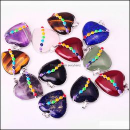 Necklaces & Pendants 7 Female Pendant Crystal Heart Shape Natural Stone Neck Ornament Healing Chakra Aura Love Charm Bk Jewellery Amethyst Tur