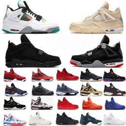 Frozen Moments Reimagined Bred 4s Scarpe da basket 4 Sneakers da uomo Grogu Medium Olive Thunder Military Black Cat Gum Fire Red Cement Neutral Grey Cool KAWS Denim Craft